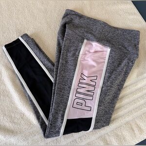 PINK Victoria's Secret Gray Leggings with Pink Logo Panel